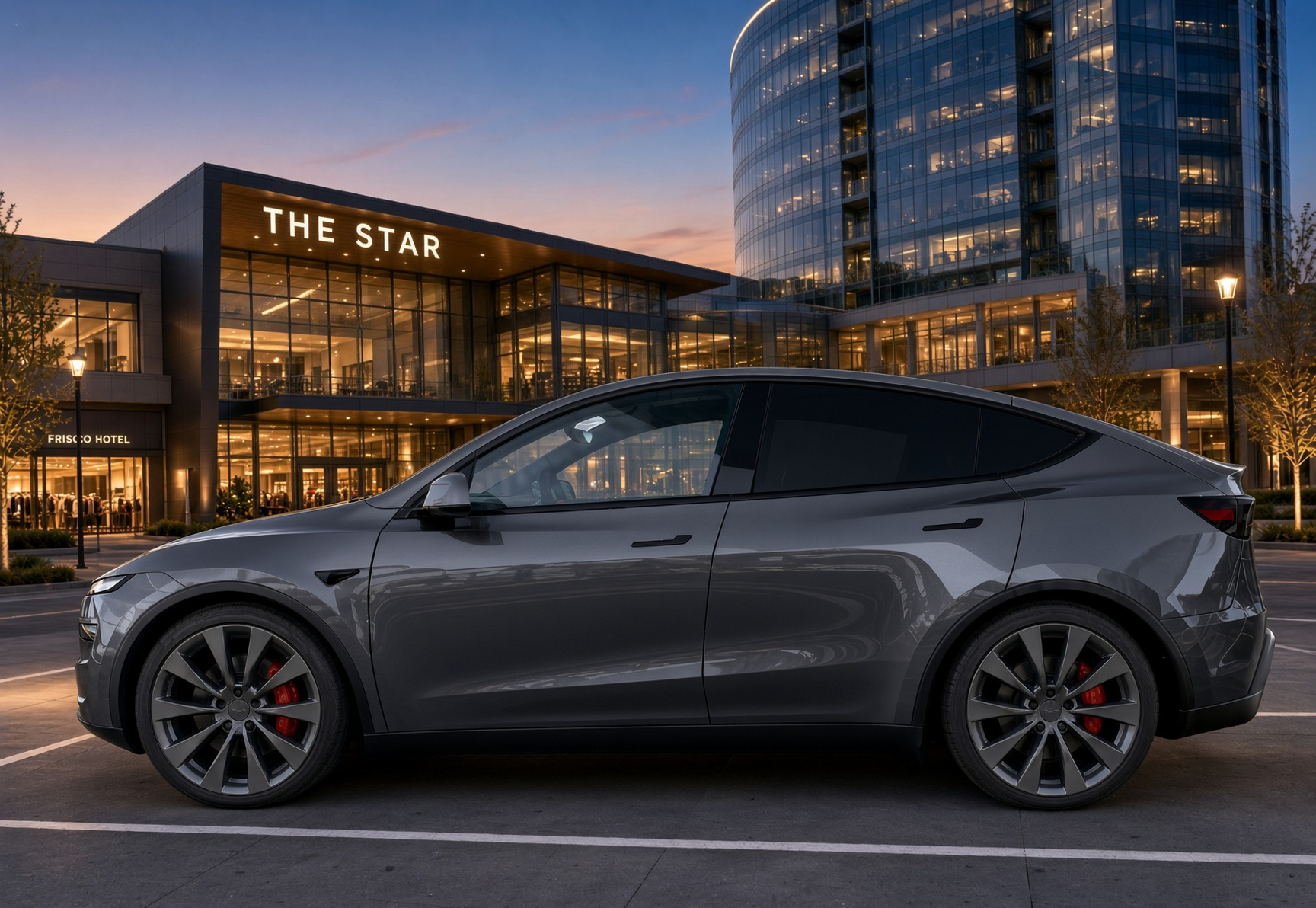 Rake on a Stealth Grey Model Y